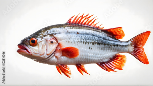 Fresh real red fin fish isolated in whitebackground