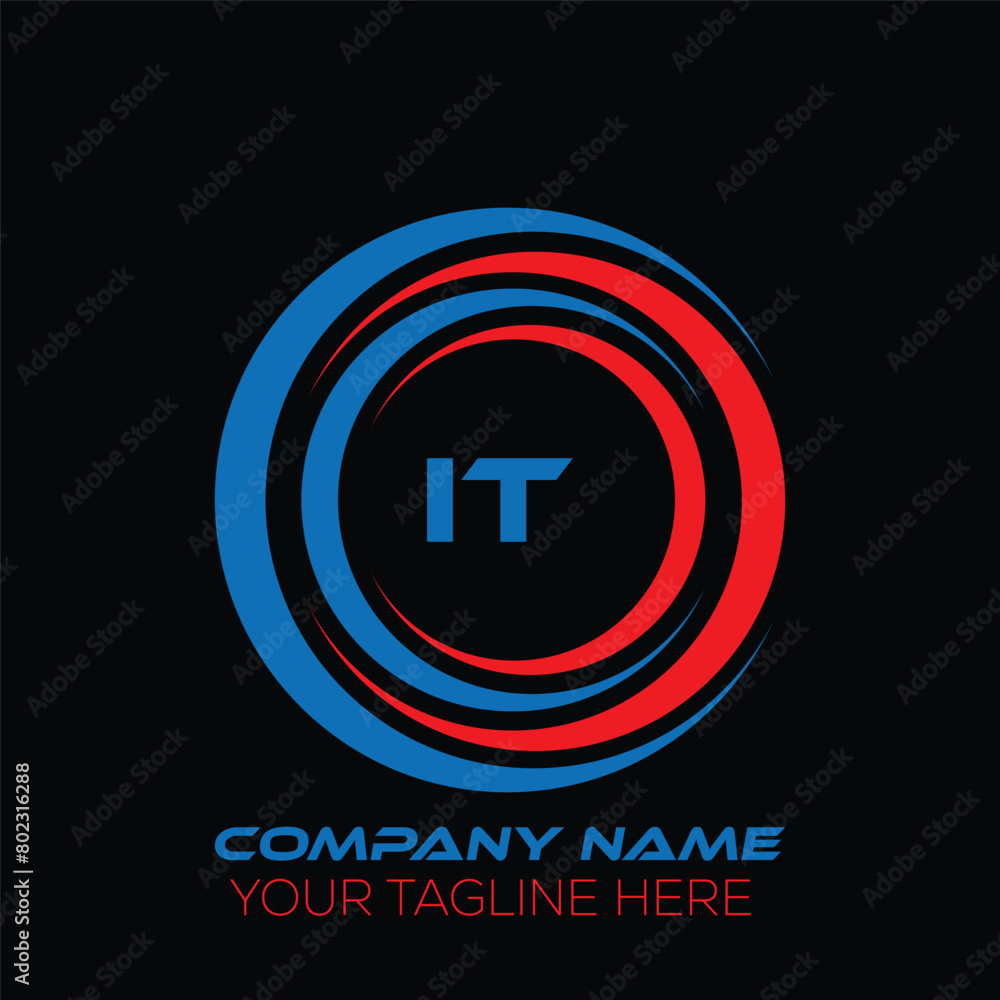 IT letter logo creative design. IT unique design. IT letter logo design on black background. IT letter logo creative design. IT unique design. IT letter logo design on black background.