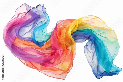 Clipart of a rainbow-striped scarf flowing with a gentle breeze