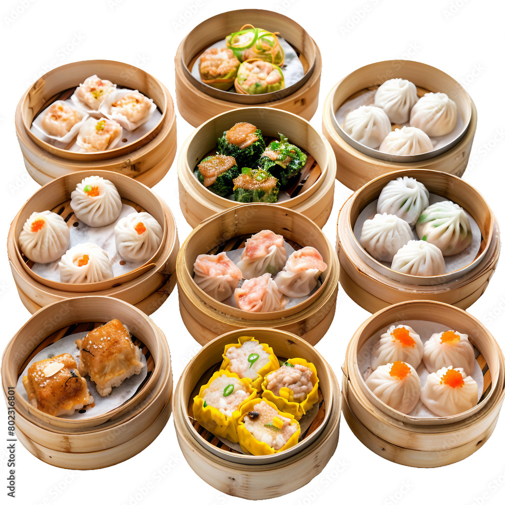 Dim Sum, transparent background, isolated image, generative AI Dim Sum, transparent background, isolated image, generative AI