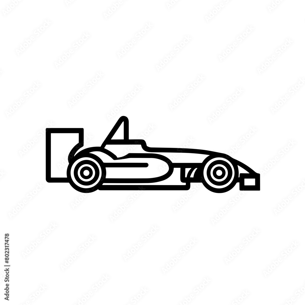 Simple formula racing car black isolated icon.