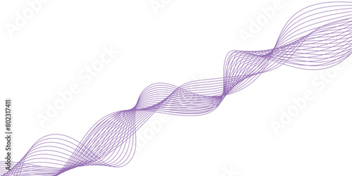 Purple lines and white background Abstract wave lines for banner, wallpaper background. Abstract wave element for design. Digital frequency track equalizer. Vector illustration.