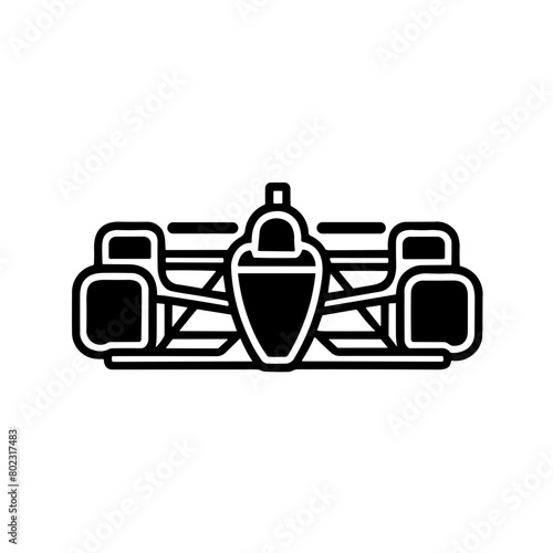 Simple formula racing car black isolated icon.