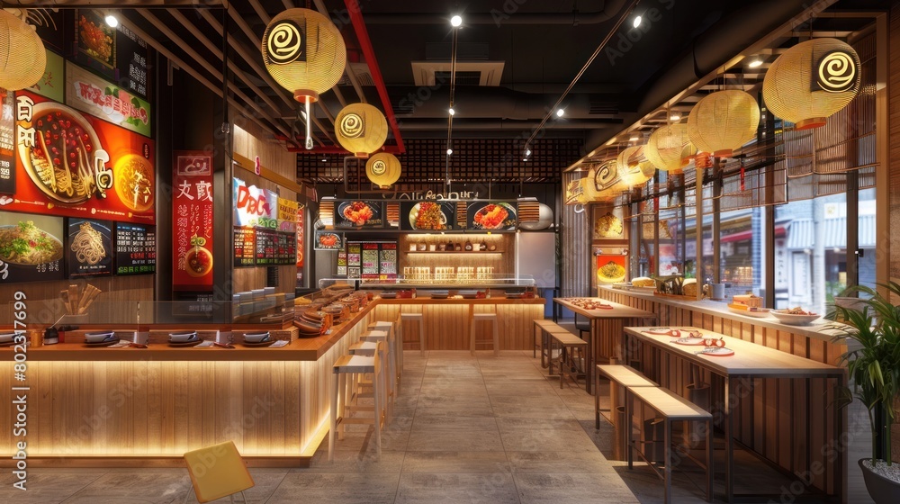 Vibrant D Rendering of an Authentic Ramen Shop A Culinary Journey into Japanese Tradition