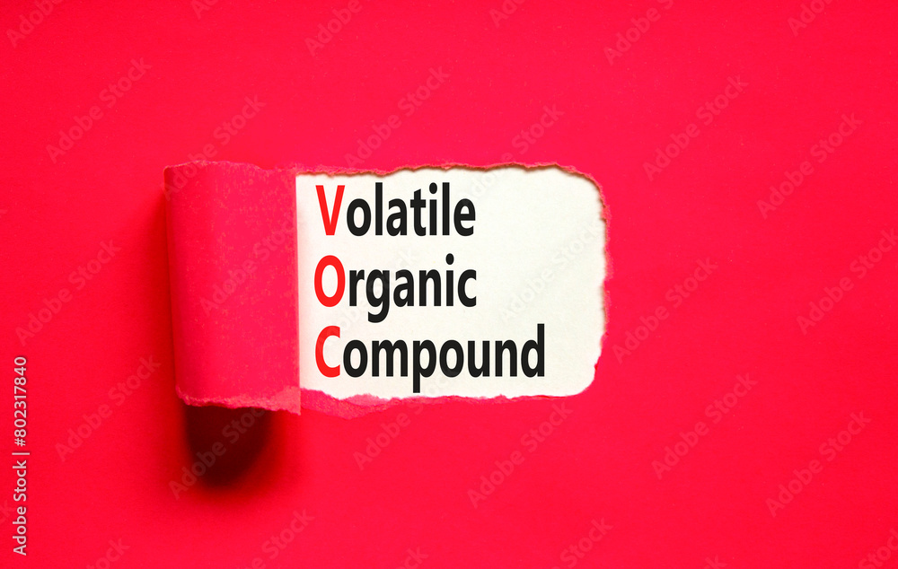 VOC volatile organic compound symbol. Concept words VOC volatile