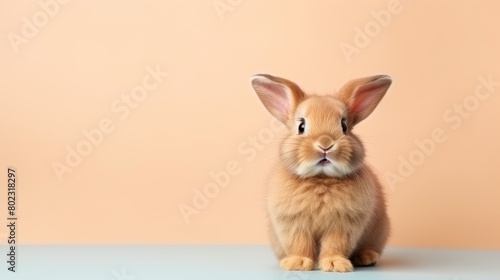 cute animal pet rabbit or bunny brown color smiling and laughing isolated with copy space for easter background  rabbit  animal  pet  cute  fur  ear  mammal  background  celebration  generate by AI