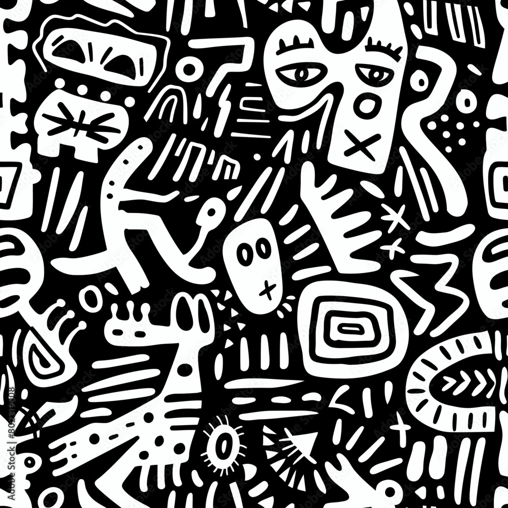 Black & white craft e art doodle vector pattern flat simple design Black & white craft e art doodle vector pattern flat simple design