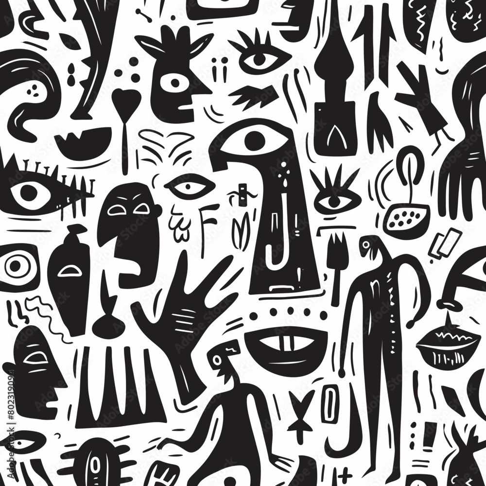 Black & white craft e art doodle vector pattern flat simple design Black & white craft e art doodle vector pattern flat simple design