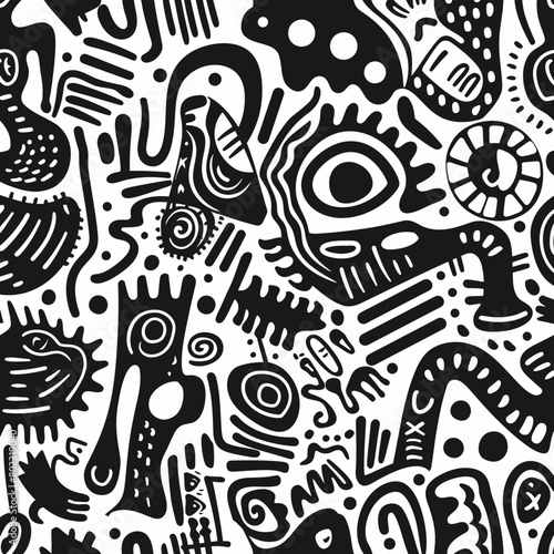 Black   white craft e art doodle vector pattern flat simple design