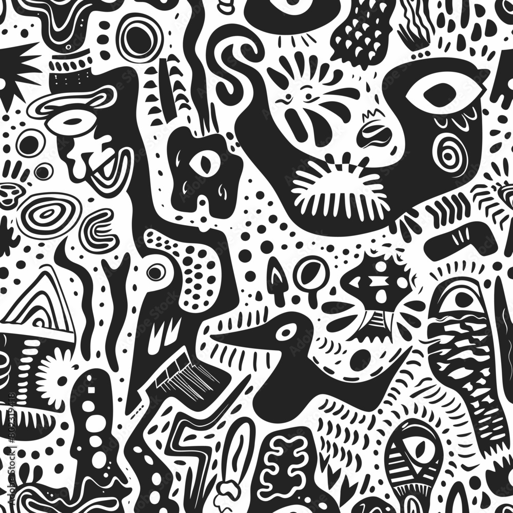 Black & white craft e art doodle vector pattern flat simple design Black & white craft e art doodle vector pattern flat simple design