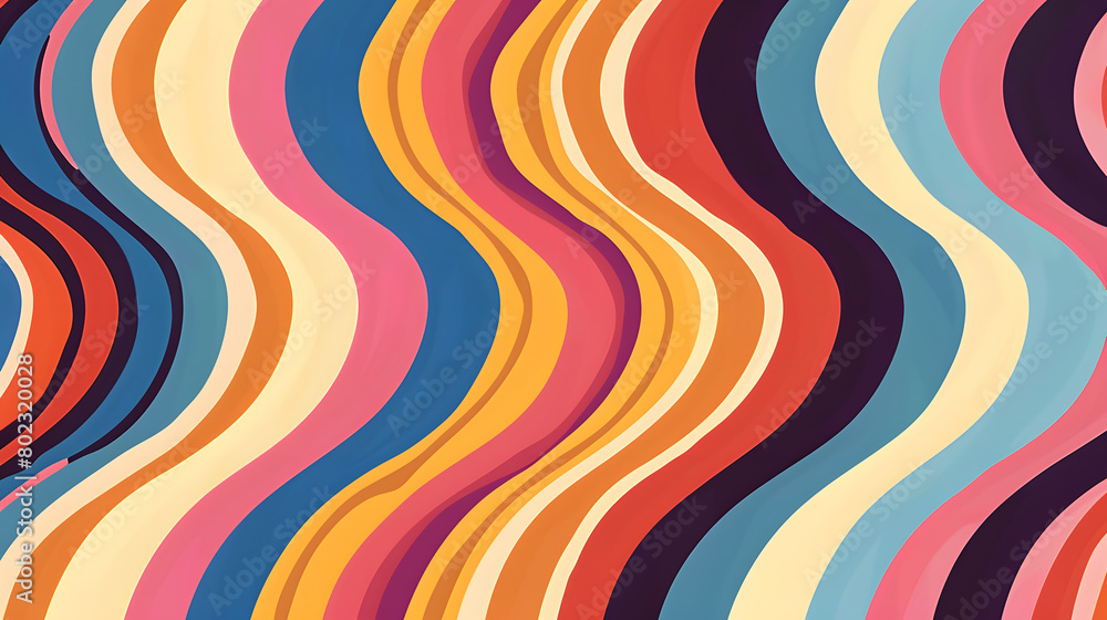 Retro groovy colorful wavy pattern background. Generative AI. Retro groovy colorful wavy pattern background. Generative AI.