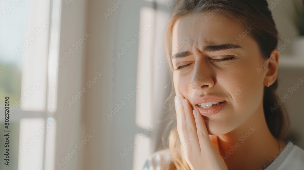 woman feel toothache from gingivitis, female suffer tooth, decay problems, dental care. sensitive tooth, decay problem, bad breath, Gingival Recession, Oral Hygiene instruction