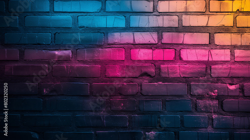 Colorful brick wall background with gradient color photo