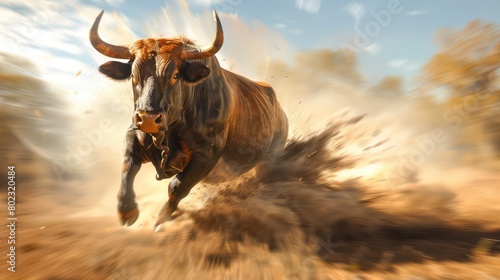 The bull ran wildly.