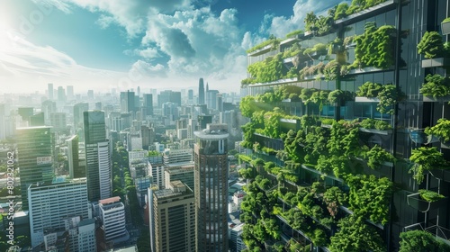 The commitment to sustainability is evident as renewable energy powers the city and green roofs top most buildings