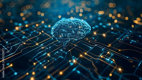 AI advancements lead to technological singularity through deep learning algorithms . Concept Artificial Intelligence, Technological Singularity, Deep Learning Algorithms, Advancements photo