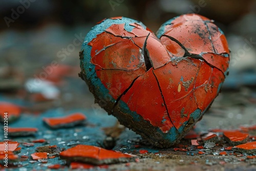 Broken heart on the ground, Shallow depth of field