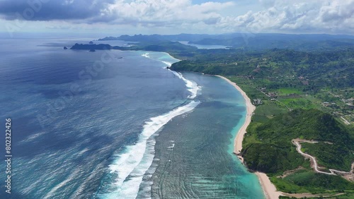 Aerial shot of the bay in Lombok island - Indonesia. photo