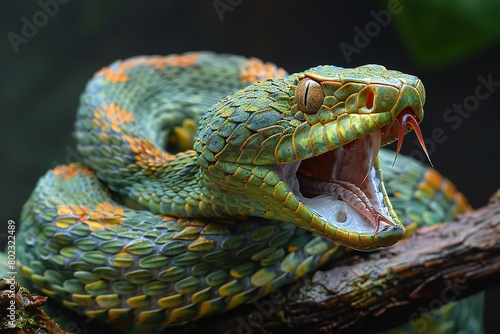 Green pit viper (Trimeresurus fulgens) photo