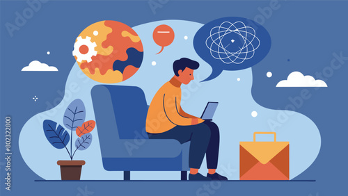 A person attending a session of cognitive behavioral therapy working to challenge and reframe negative and selfdestructive thought patterns associated. Vector illustration photo