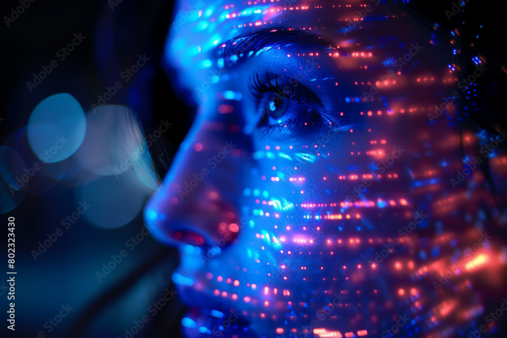 artificial intelligence face hologram pixel effect