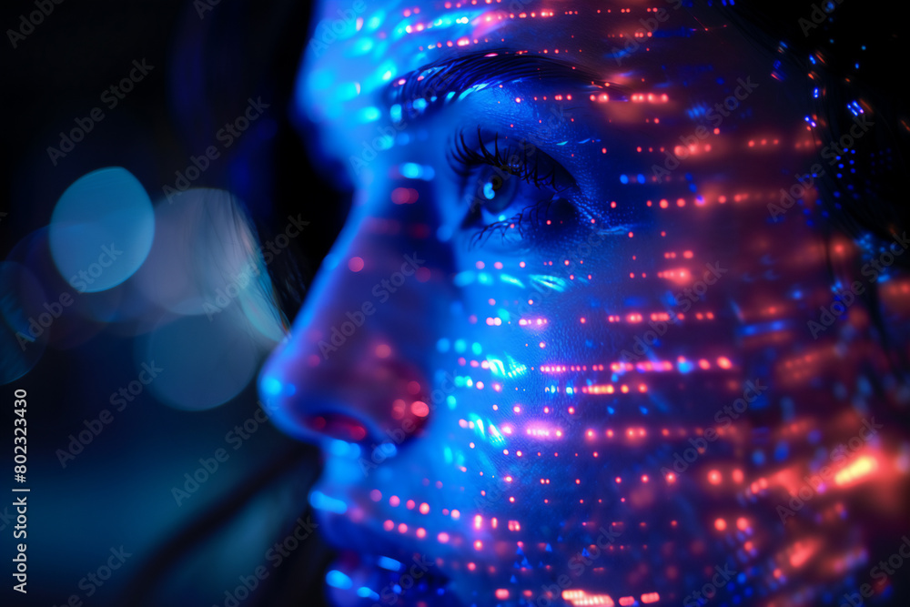 artificial intelligence face hologram pixel effect artificial intelligence face hologram pixel effect