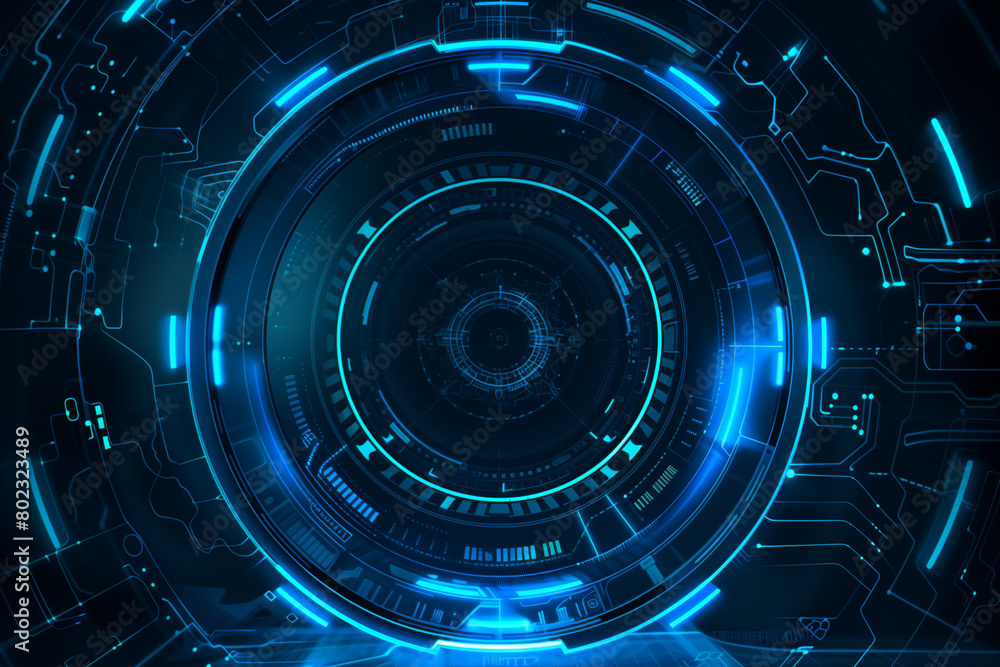 technology with HUD design blue background technology with HUD design blue background
