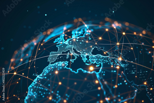 global network technology line and digital connection background