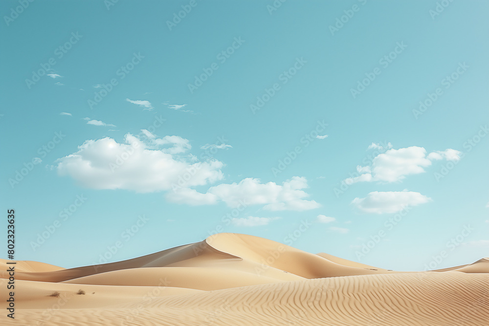 Minimalist desert landscape and cloud beautiful blue sky background