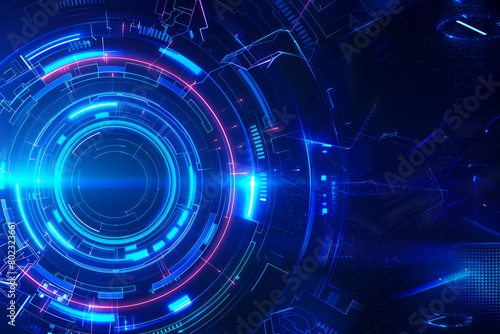 technology background with HUD design,blue neon color