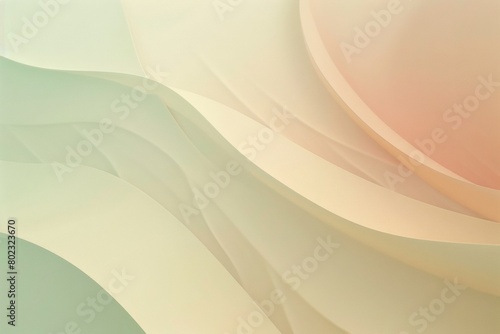 Soft pastel background with light green and peach pink soft curves and waves