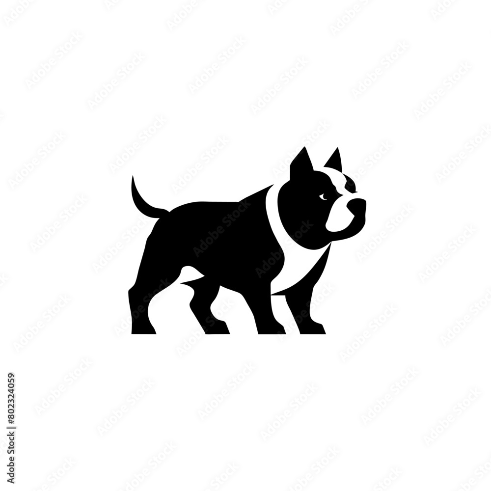 simple clean flat walking bold bull dog collar logo mascot, vector illustration flat 2