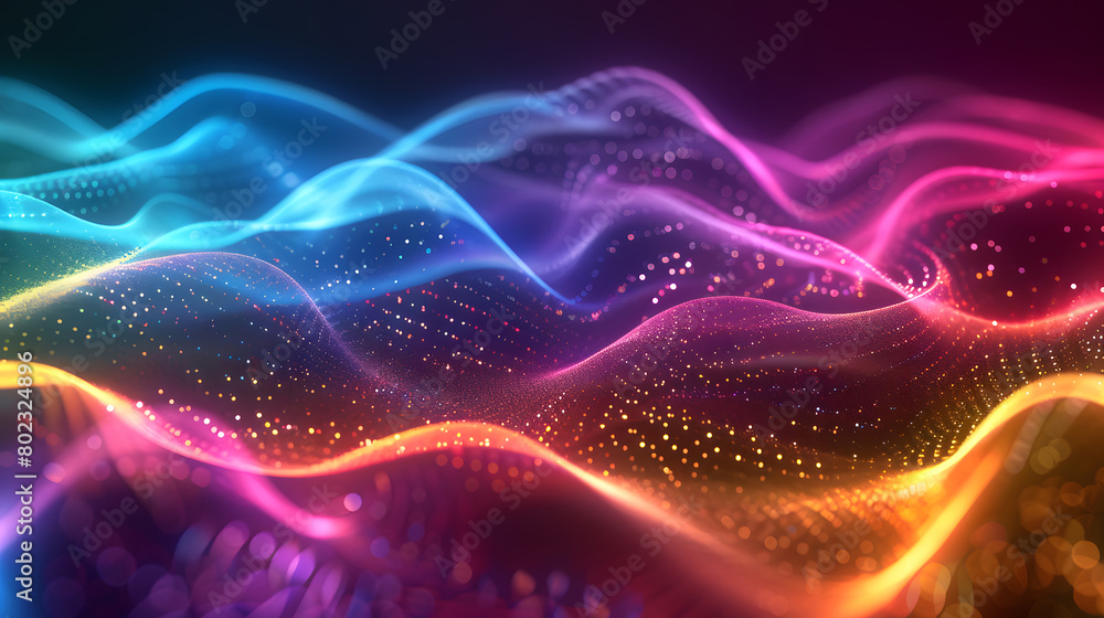 Vibrant grainy gradient abstract glowing color wave Background. Generative AI.