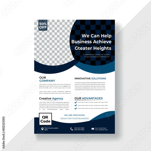 Corporate business flyer or brochure template design with a4 size. Graphic design layout with natural graphic elements and space for photo. Easy to use and edit .