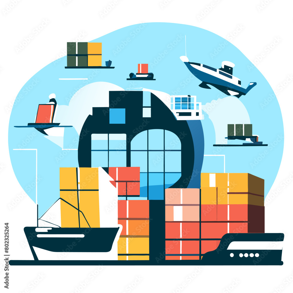 importing and exporting digital data, vector illustration flat 2