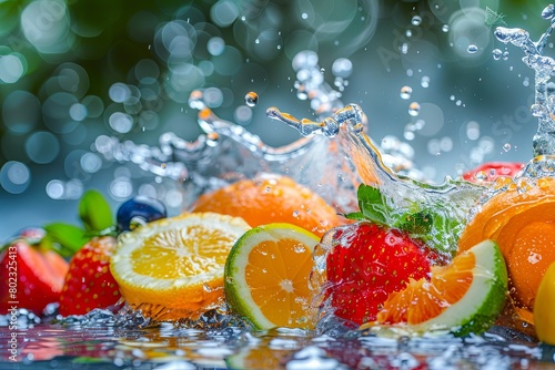 water splashing  mix fruit banner