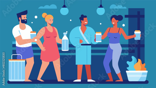 After the sauna session employees are provided with cool towels and water to rehydrate and cool down their bodies..