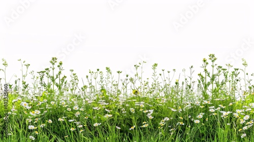 A field of green grass with a white background