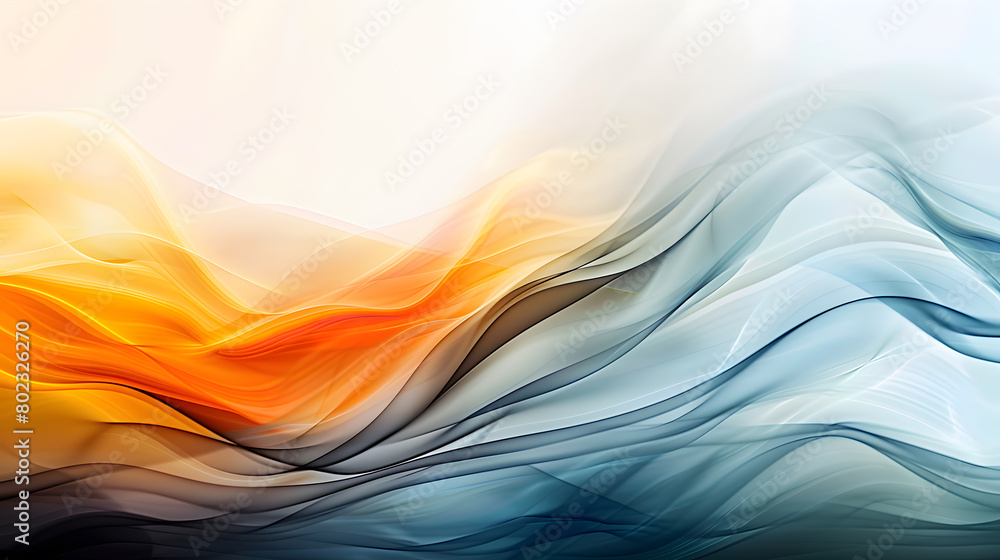 wave orange blue white yellow black pastel glowing color wave Background. Generative AI.