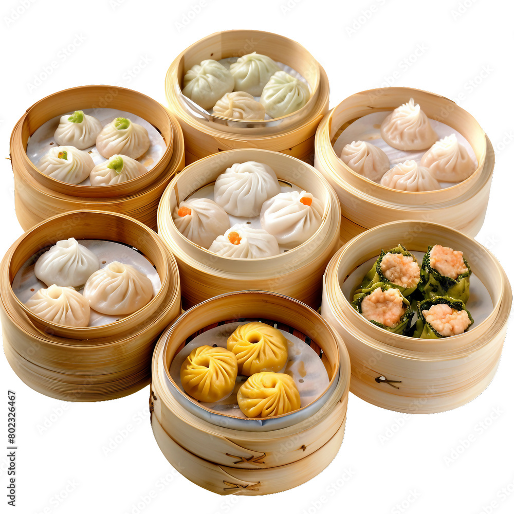 Dim Sum, transparent background, isolated image, generative AI Dim Sum, transparent background, isolated image, generative AI