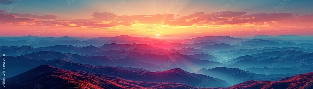Clear sky with vibrant colors at sunset suitable for serene background images