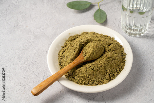 Moringa Matcha Wheatgrass Green Powder. Food supplement  healthy food lifesyle