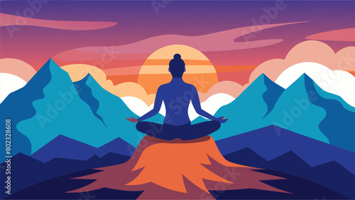 A person in a meditation pose on a mountaintop their face filled with peace and enlightenment as they experience a breakthrough in their mental.