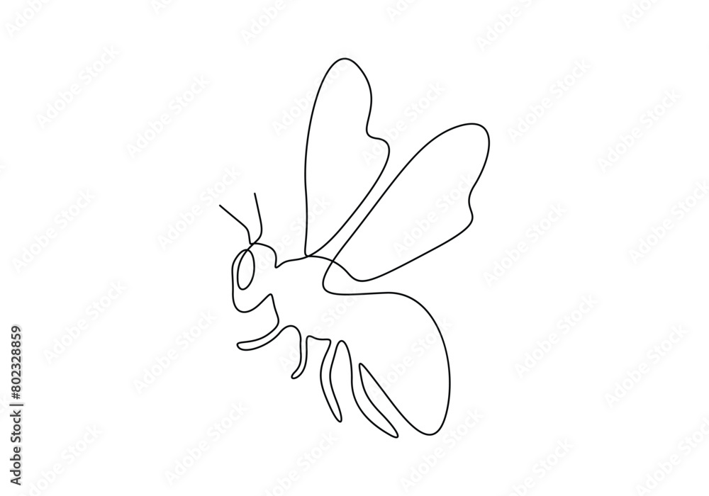 Honey bee continuous single line drawing vector illustration. Premium vector Honey bee continuous single line drawing vector illustration. Premium vector
