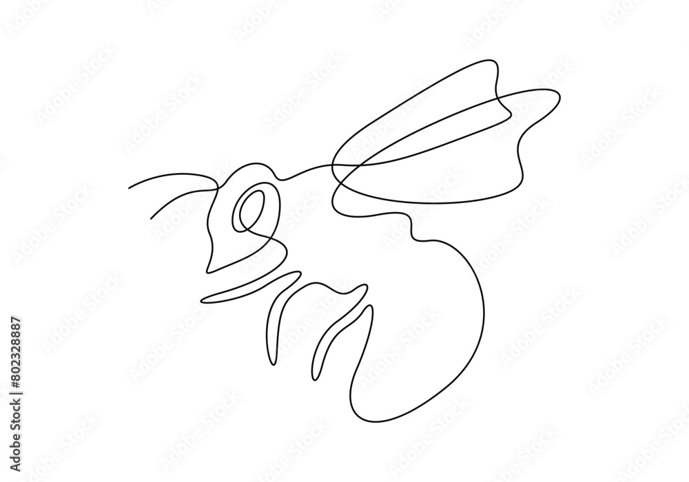 Obraz premium Honey bee continuous single line drawing vector illustration. Premium vector 