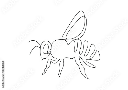Honey bee continuous single line drawing vector illustration. Premium vector  © aminul788