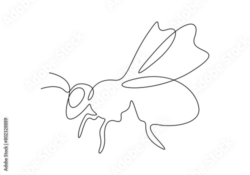 Honey bee continuous single line drawing vector illustration. Premium vector 