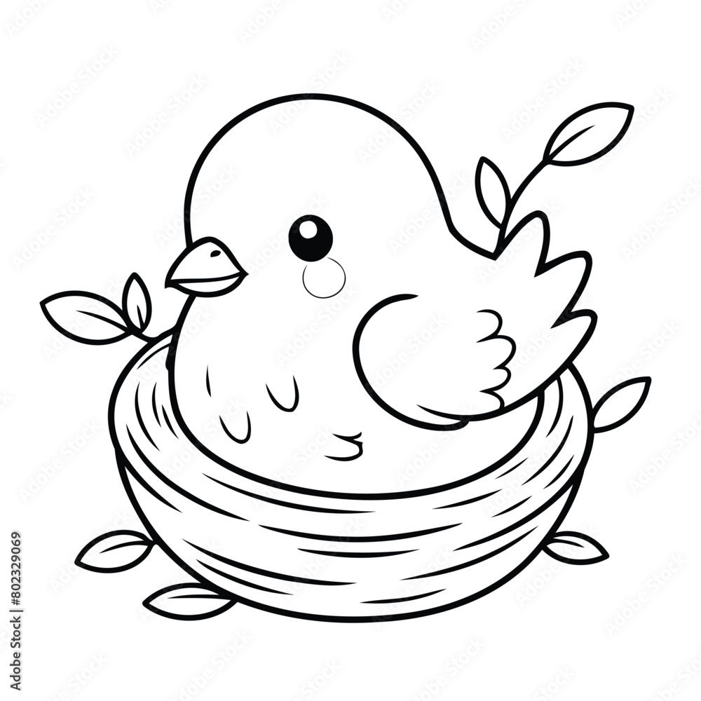 Fototapeta premium Adorable Bird doodle for kids colouring books.eps