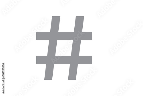 The universal gray pound sign, utilized extensively as a hashtag symbol, is isolated on a pure white background for use in modern marketing and web.