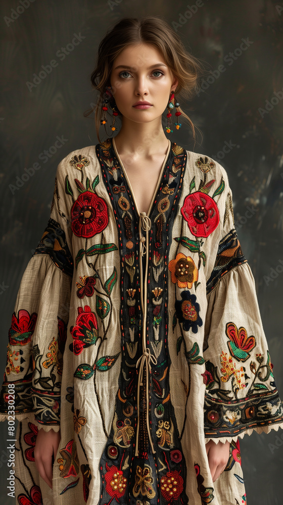 a woman in ethno style clothes a woman in ethno style clothes
